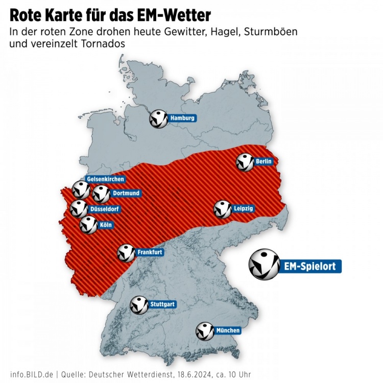 图片报：德国雷暴天气可能影响欧洲杯比赛，数球迷活动区已被关闭